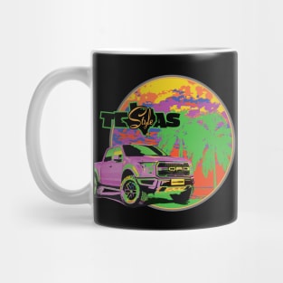 Texas-Style Ford Truck beach scene bold colors Mug